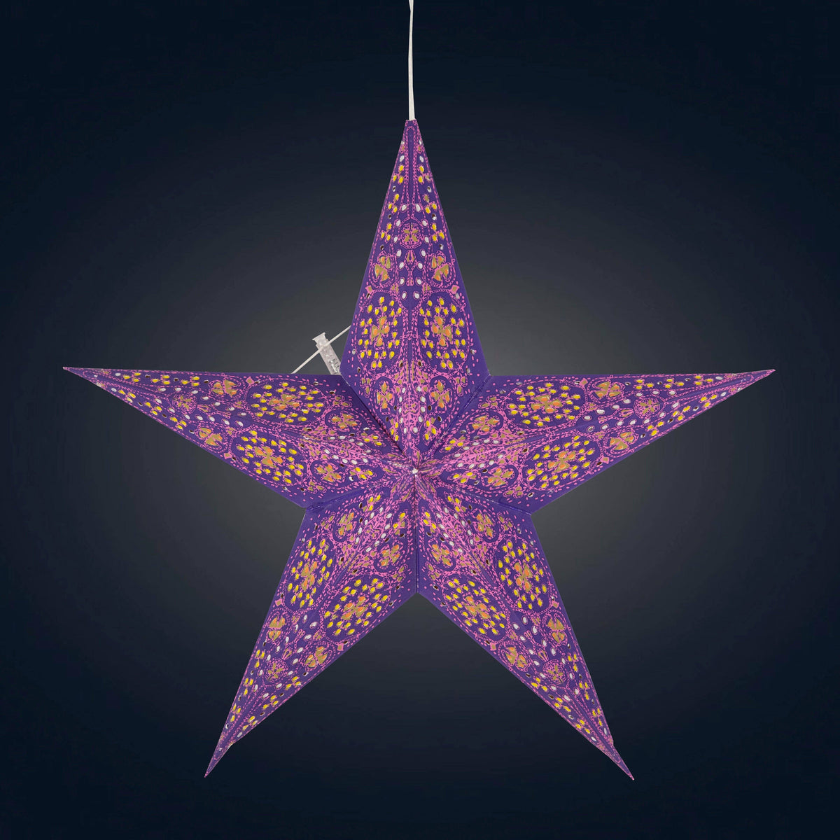 Cathedral Purple/violet Paper Star Lantern Light, 5 Pointer 15&quot;