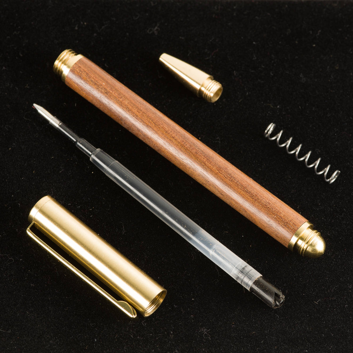 Wood Gel Pen - Gel pen with wood and brushed brass accents