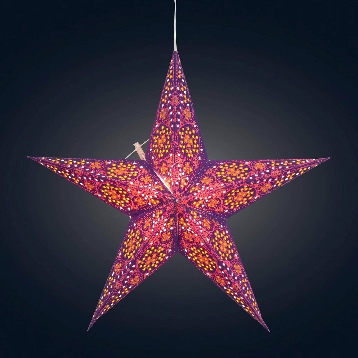 Cathedral Purple/violet Paper Star Lantern Light, 5 Pointer 15&quot;