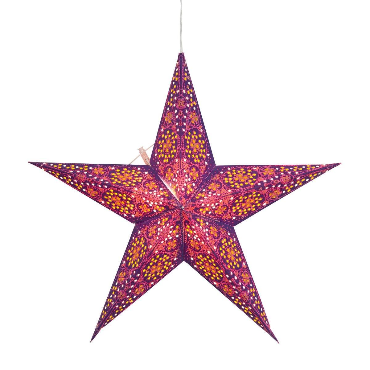 Cathedral Purple/violet Paper Star Lantern Light, 5 Pointer 15&quot;