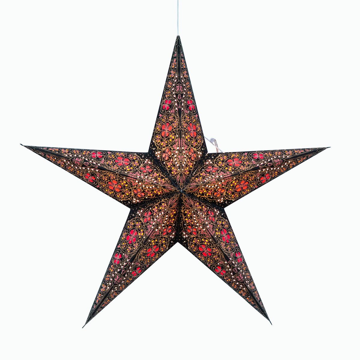 Cathedral Black/Pink Paper Star Lantern Light, ~5 P, 24&quot;,