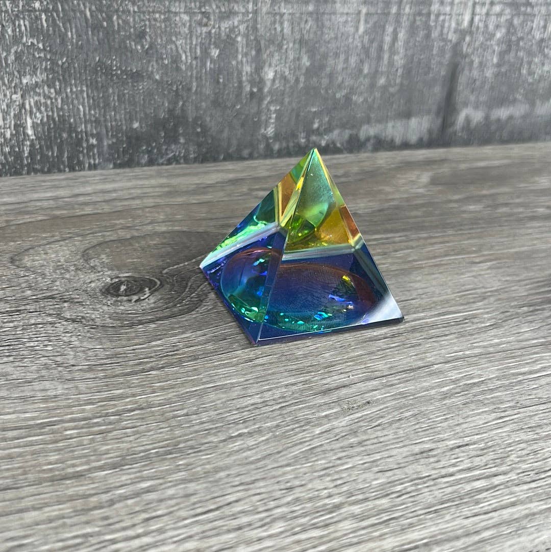 Glass AB Rainbow Pyramid