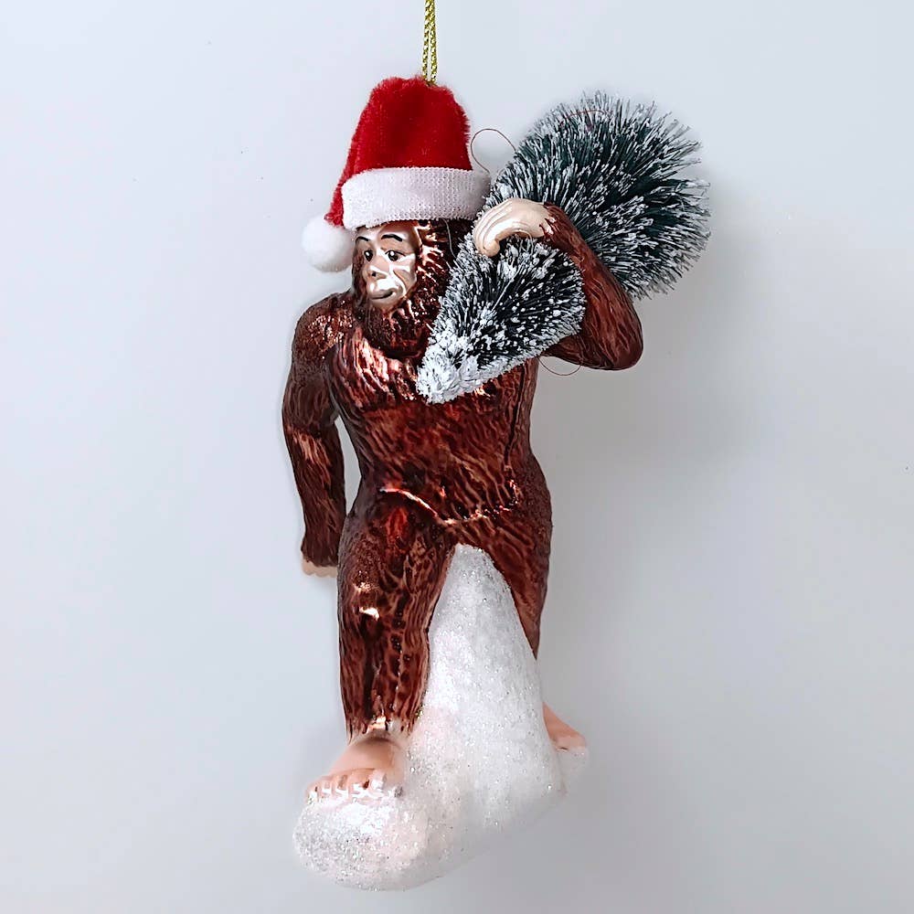 Bigfoot / Sasquatch Blown Glass Christmas Ornament