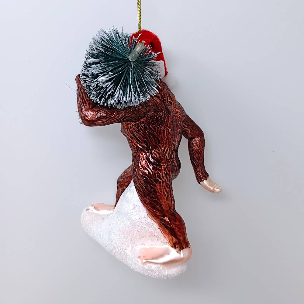 Bigfoot / Sasquatch Blown Glass Christmas Ornament