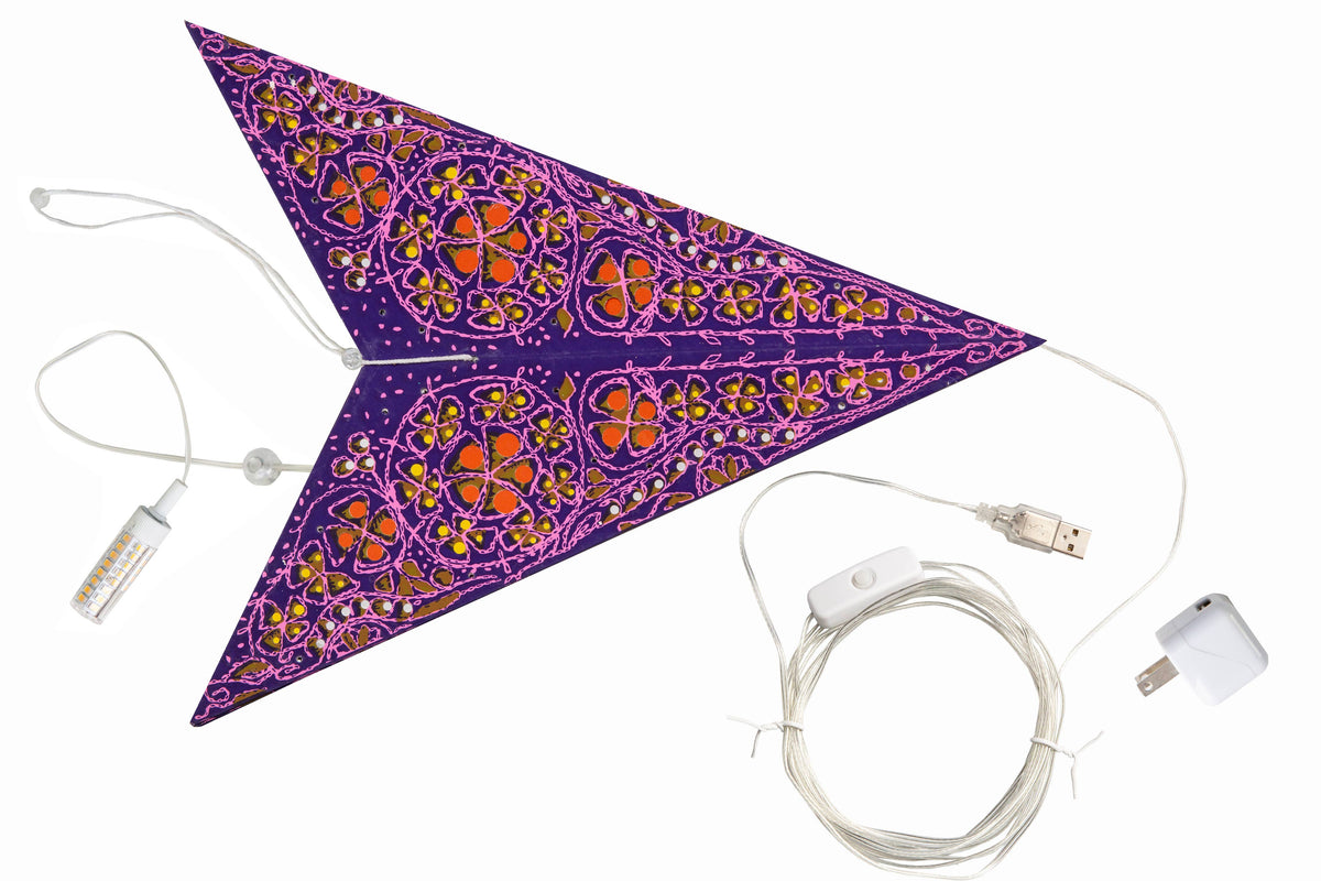 Cathedral purple/violet Paper Starlight Lantern, ~5 P, 24&quot;