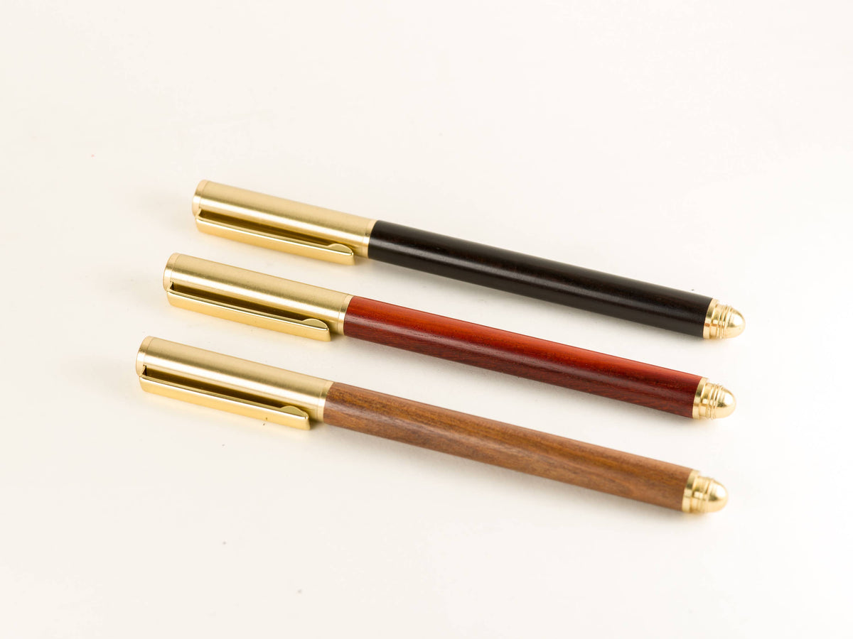 Wood Gel Pen - Gel pen with wood and brushed brass accents